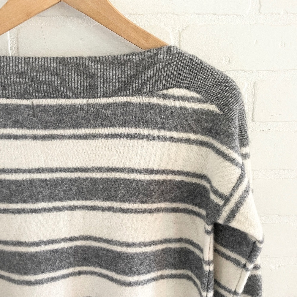 Paul Costelloe Cashmere Wool Striped Boat Neck Knit Sweater Nautical Coastal S - Picture 9 of 13